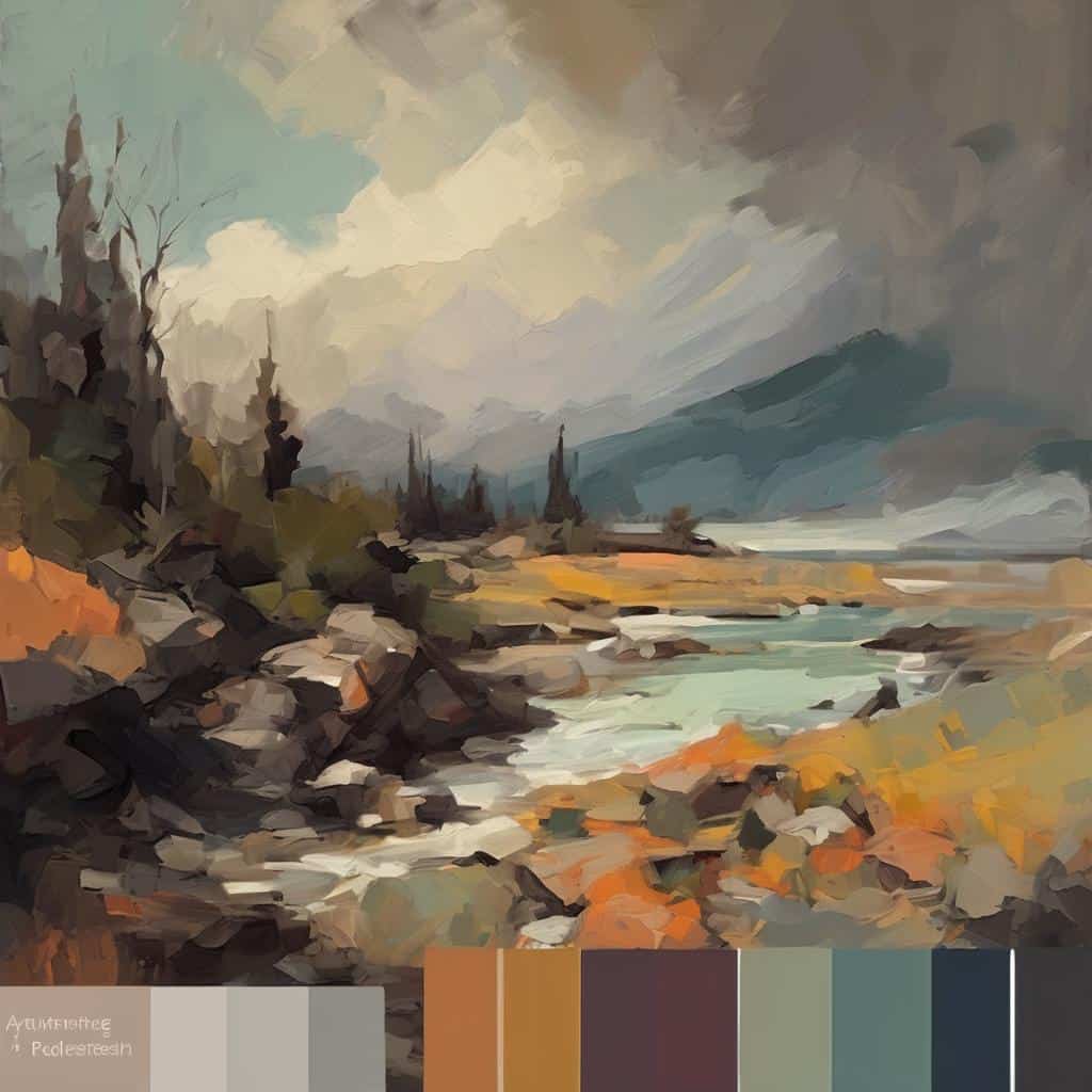 Οπτική τέχνη και εσωτερική ματιά σε τοπίο με βουνά, ποταμό και ουρανό, που αναδεικνύει την εσωτερική εξερεύνηση και την τέχνη της αυτοέκφρασης.